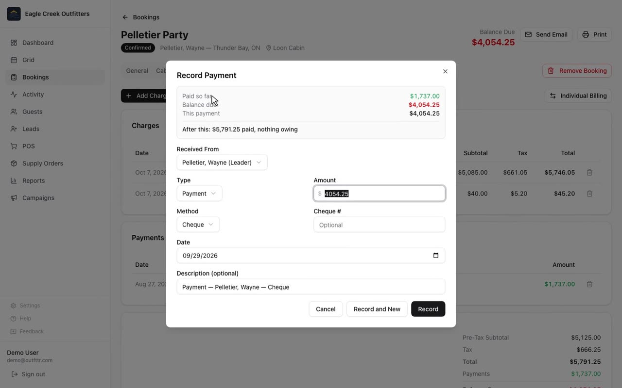 Charges & Billing